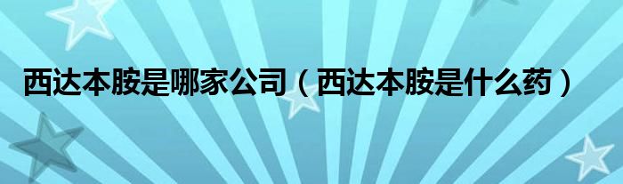 西达本胺是哪家公司（西达本胺是什么药）