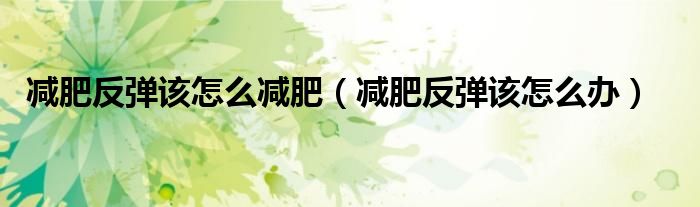 减肥反弹该怎么减肥（减肥反弹该怎么办）