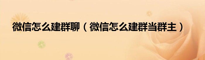 微信怎么建群聊（微信怎么建群当群主）