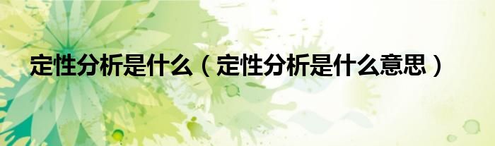 定性分析是什么（定性分析是什么意思）