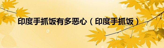 印度手抓饭有多恶心（印度手抓饭）