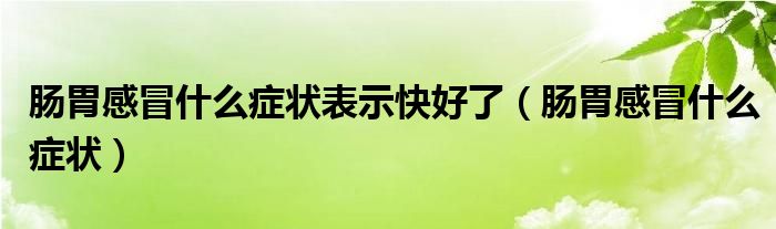 肠胃感冒什么症状表示快好了（肠胃感冒什么症状）