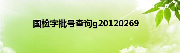 国检字批号查询g20120269