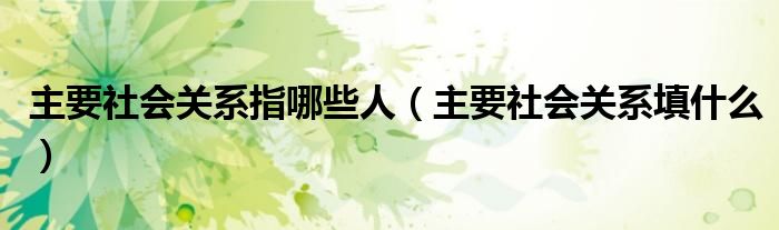主要社会关系指哪些人（主要社会关系填什么）