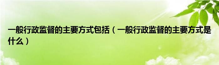 一般行政监督的主要方式包括（一般行政监督的主要方式是什么）