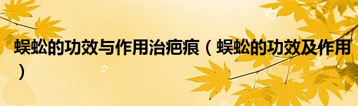 蜈蚣的功效与作用治疤痕（蜈蚣的功效及作用）