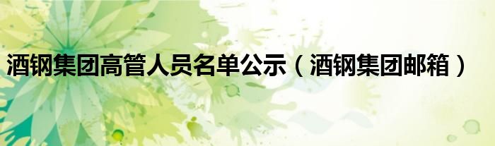 酒钢集团高管人员名单公示（酒钢集团邮箱）