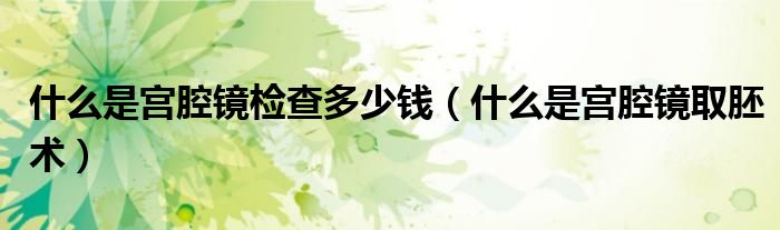 什么是宫腔镜检查多少钱（什么是宫腔镜取胚术）