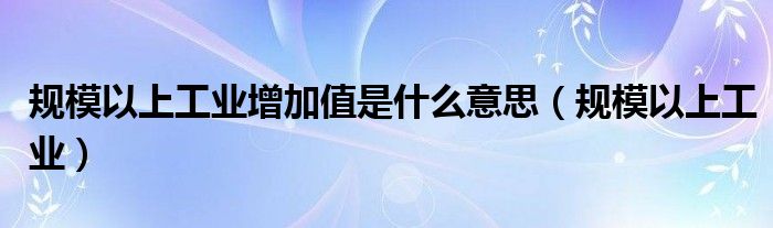 规模以上工业增加值是什么意思（规模以上工业）