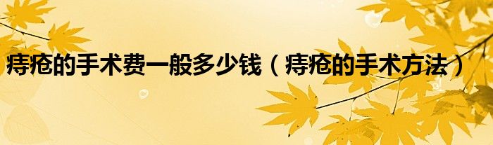 痔疮的手术费一般多少钱（痔疮的手术方法）