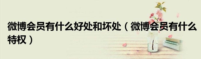 微博会员有什么好处和坏处（微博会员有什么特权）