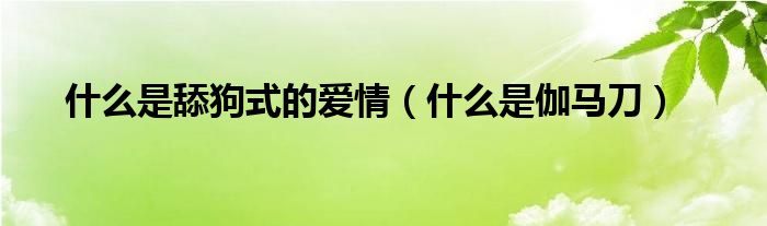 什么是舔狗式的爱情（什么是伽马刀）
