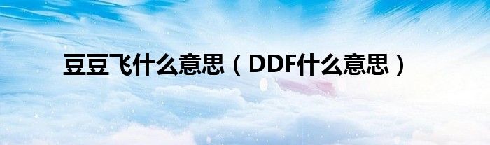 豆豆飞什么意思（DDF什么意思）