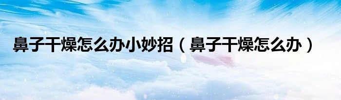 鼻子干燥怎么办小妙招（鼻子干燥怎么办）