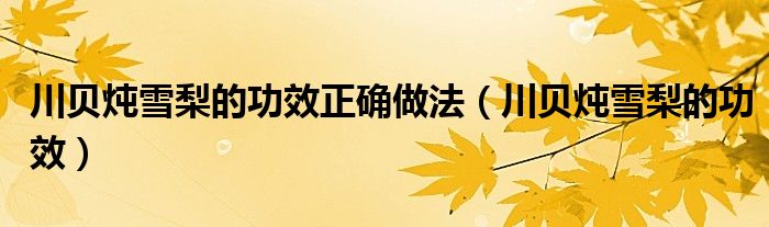 川贝炖雪梨的功效正确做法（川贝炖雪梨的功效）