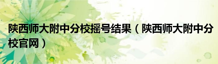 陕西师大附中分校摇号结果（陕西师大附中分校官网）