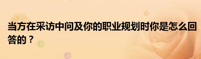 当方在采访中问及你的职业规划时你是怎么回答的？