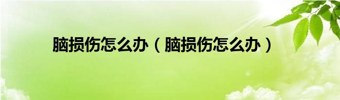 脑损伤怎么办(脑损伤怎么办)