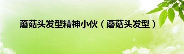 蘑菇头发型精神小伙（蘑菇头发型）