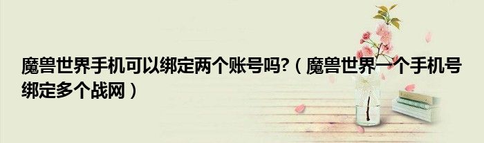 魔兽世界手机可以绑定两个账号吗?（魔兽世界一个手机号绑定多个战网）