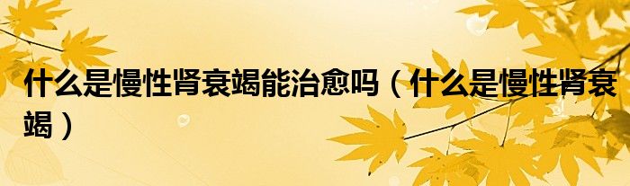 什么是慢性肾衰竭能治愈吗（什么是慢性肾衰竭）