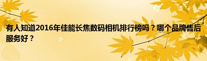 有人知道2016年佳能长焦数码相机排行榜吗？哪个品牌售后服务好？