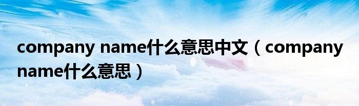 company name什么意思中文（company name什么意思）