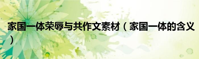 家国一体荣辱与共作文素材（家国一体的含义）