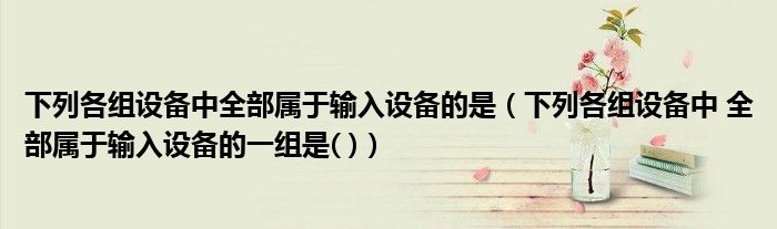 下列各组设备中全部属于输入设备的是（下列各组设备中 全部属于输入设备的一组是( )）