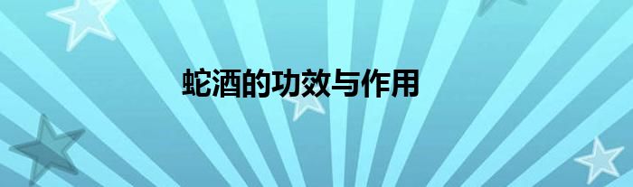 蛇酒的功效与作用
