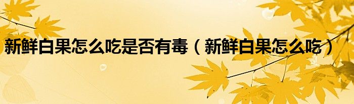 新鲜白果怎么吃是否有毒（新鲜白果怎么吃）