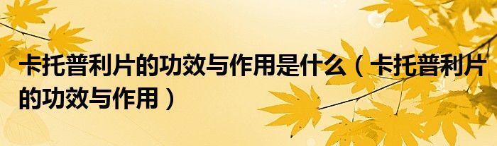 卡托普利片的功效与作用是什么（卡托普利片的功效与作用）