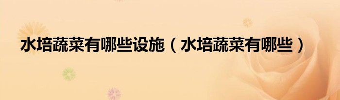 水培蔬菜有哪些设施（水培蔬菜有哪些）