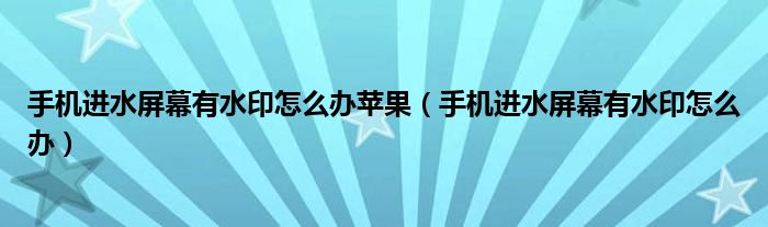 手机进水屏幕有水印怎么办苹果（手机进水屏幕有水印怎么办）