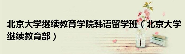 北京大学继续教育学院韩语留学班（北京大学继续教育部）