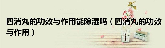 四消丸的功效与作用能除湿吗（四消丸的功效与作用）