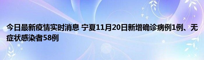 今日最新疫情实时消息 宁夏11月20日新增确诊病例1例、无症状感染者58例