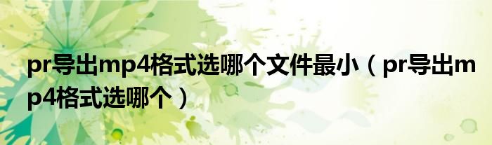 pr导出mp4格式选哪个文件最小（pr导出mp4格式选哪个）