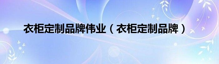 衣柜定制品牌伟业（衣柜定制品牌）
