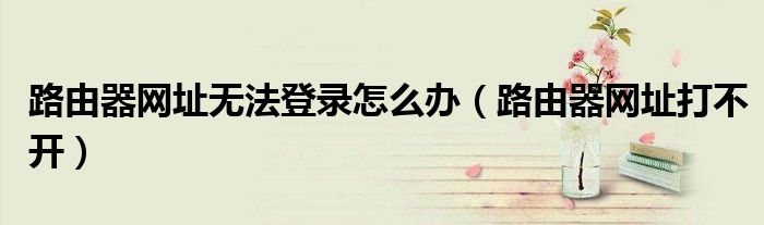 路由器网址无法登录怎么办（路由器网址打不开）
