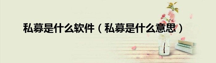 私募是什么软件（私募是什么意思）