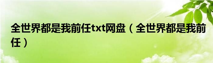 全世界都是我前任txt网盘（全世界都是我前任）