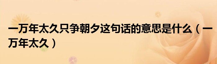 一万年太久只争朝夕这句话的意思是什么（一万年太久）