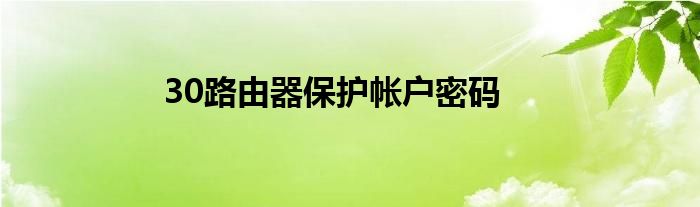 30路由器保护帐户密码
