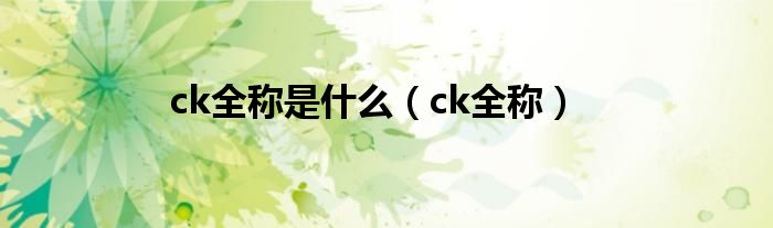 ck全称是什么（ck全称）