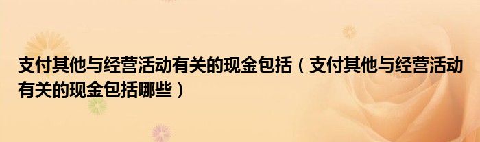 支付其他与经营活动有关的现金包括（支付其他与经营活动有关的现金包括哪些）