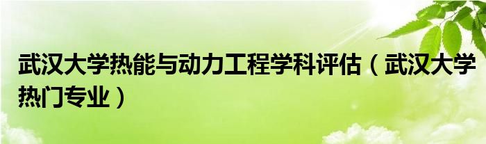 武汉大学热能与动力工程学科评估（武汉大学热门专业）