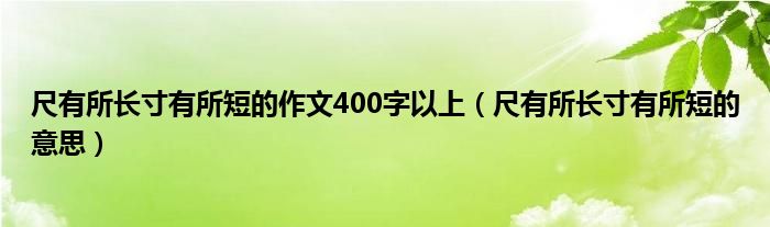尺有所长寸有所短的作文400字以上（尺有所长寸有所短的意思）