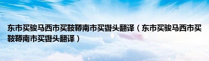 东市买骏马西市买鞍鞯南市买辔头翻译（东市买骏马西市买鞍鞯南市买辔头翻译）