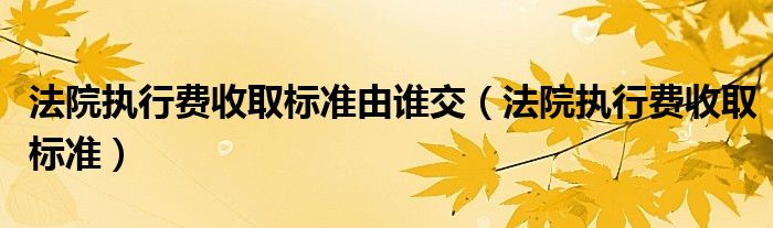 法院执行费收取标准由谁交（法院执行费收取标准）